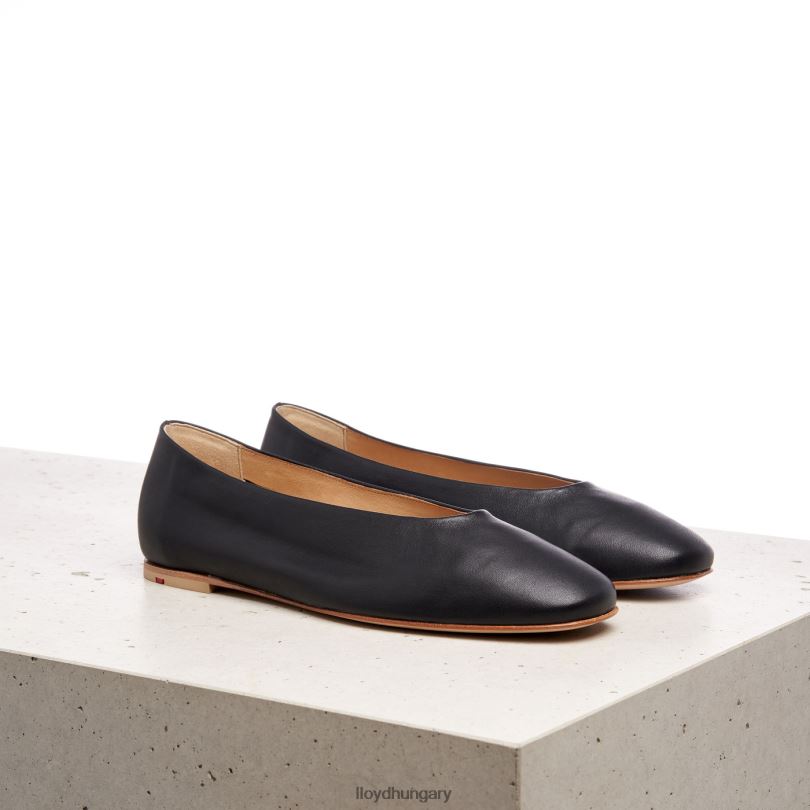 cipő HU LLOYD nők sima bőr balerina fekete 6444N1257