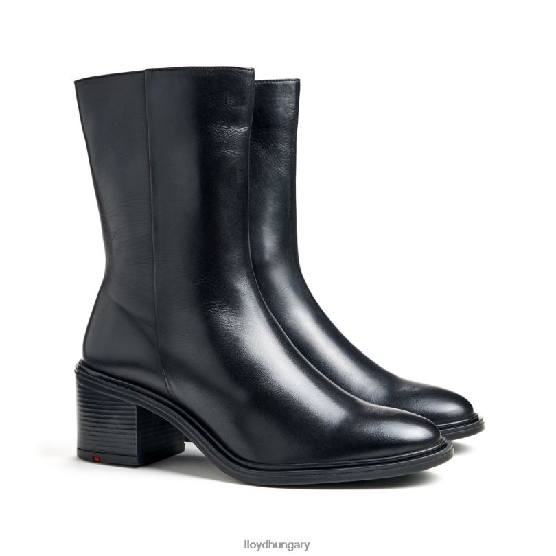 cipő HU LLOYD nők divatos sima bőr bokacsizma fekete 6444N885
