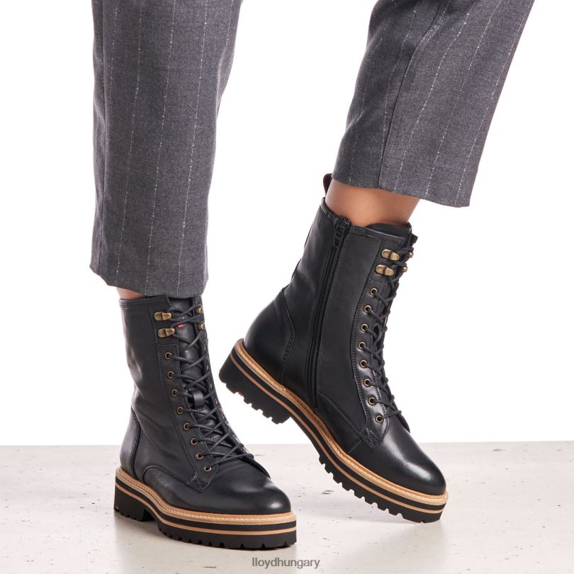 cipő HU LLOYD nők extra könnyű talpú bőr bokacsizma fekete 6444N957