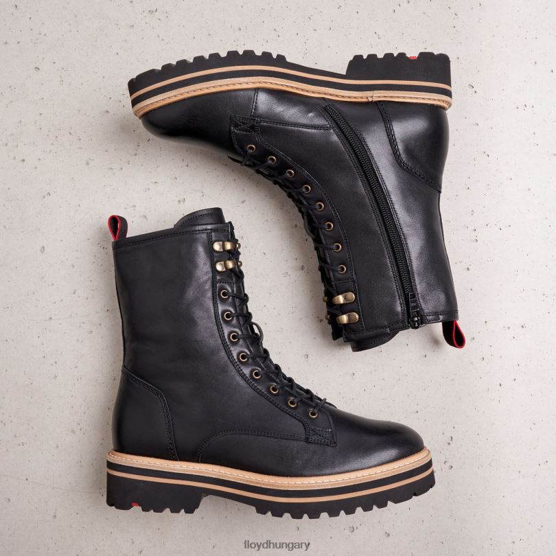 cipő HU LLOYD nők extra könnyű talpú bőr bokacsizma fekete 6444N957