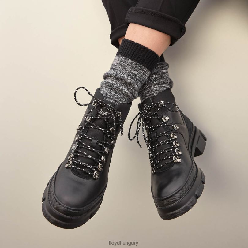 cipő HU LLOYD nők extra könnyű talpú bőr bokacsizma fekete 6444N988