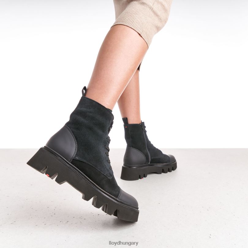 cipő HU LLOYD nők könnyű talpú bőr bokacsizma fekete 6444N947