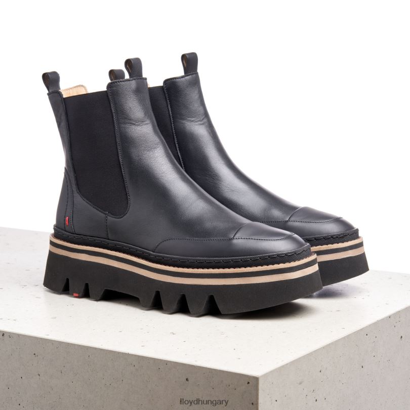 cipő HU LLOYD nők könnyű talpú felbújós bokacsizma fekete 6444N942