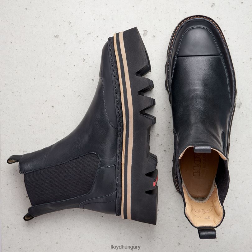 cipő HU LLOYD nők könnyű talpú felbújós bokacsizma fekete 6444N942