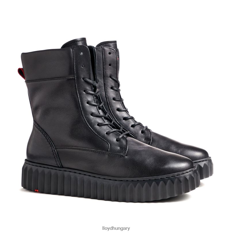 cipő HU LLOYD nők könnyű talpú sima bőr bokacsizma fekete 6444N887