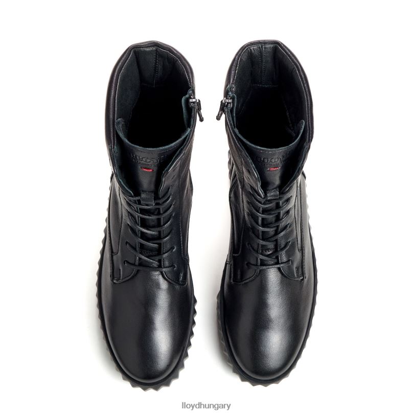 cipő HU LLOYD nők könnyű talpú sima bőr bokacsizma fekete 6444N887