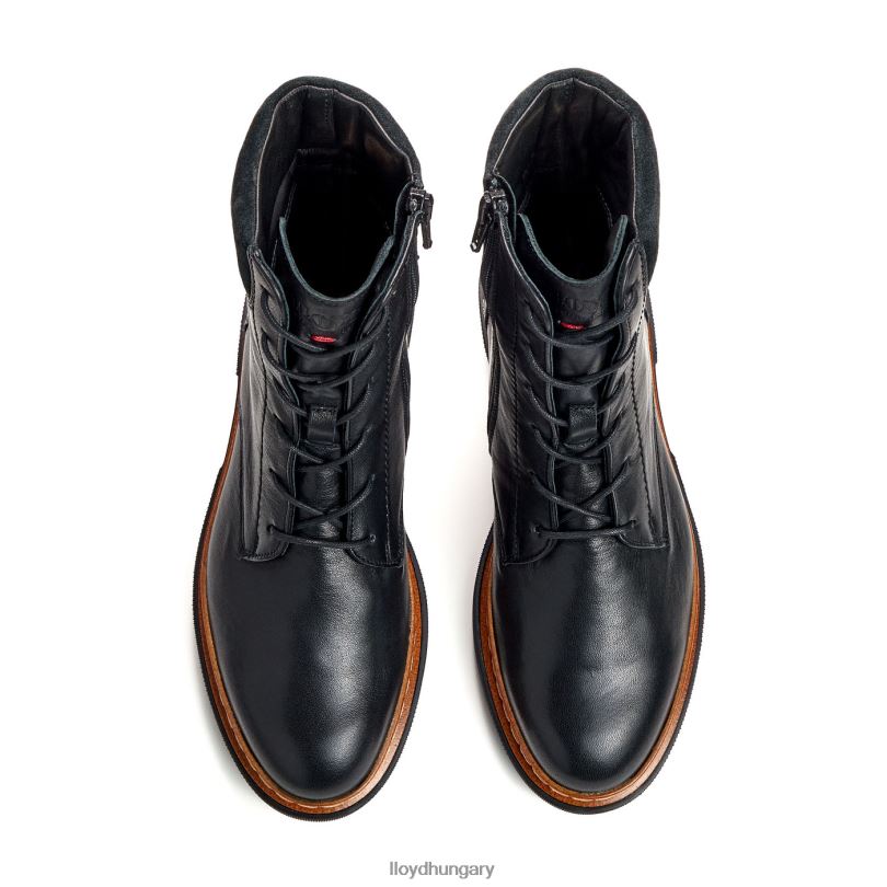 cipő HU LLOYD nők könnyű talpú sima bőr bokacsizma fekete 6444N914