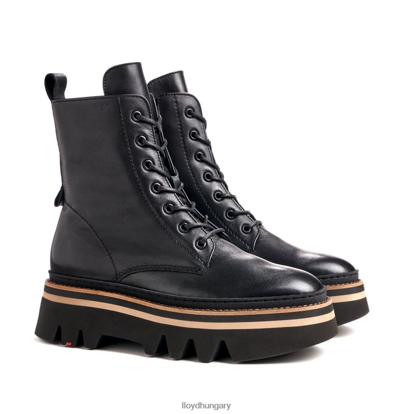 cipő HU LLOYD nők könnyű talpú sima bőr bokacsizma fekete 6444N915