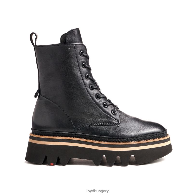 cipő HU LLOYD nők könnyű talpú sima bőr bokacsizma fekete 6444N915