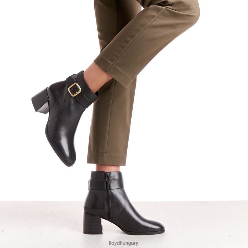 cipő HU LLOYD nők sima bőr bokacsizma fekete 6444N978