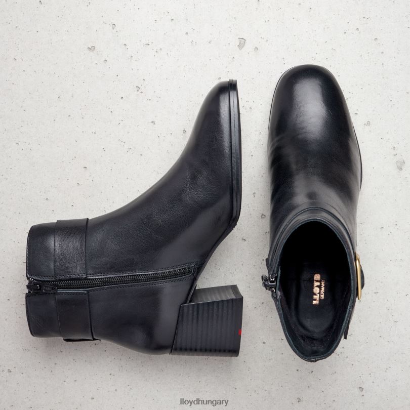 cipő HU LLOYD nők sima bőr bokacsizma fekete 6444N978