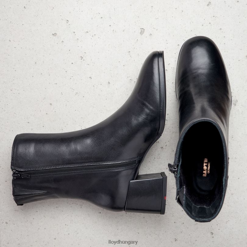 cipő HU LLOYD nők sima bőr bokacsizma fekete 6444N984