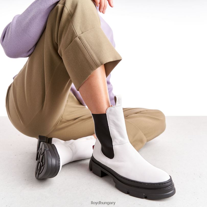 cipő HU LLOYD nők sima bőr felbújós bokacsizma fehér 6444N875