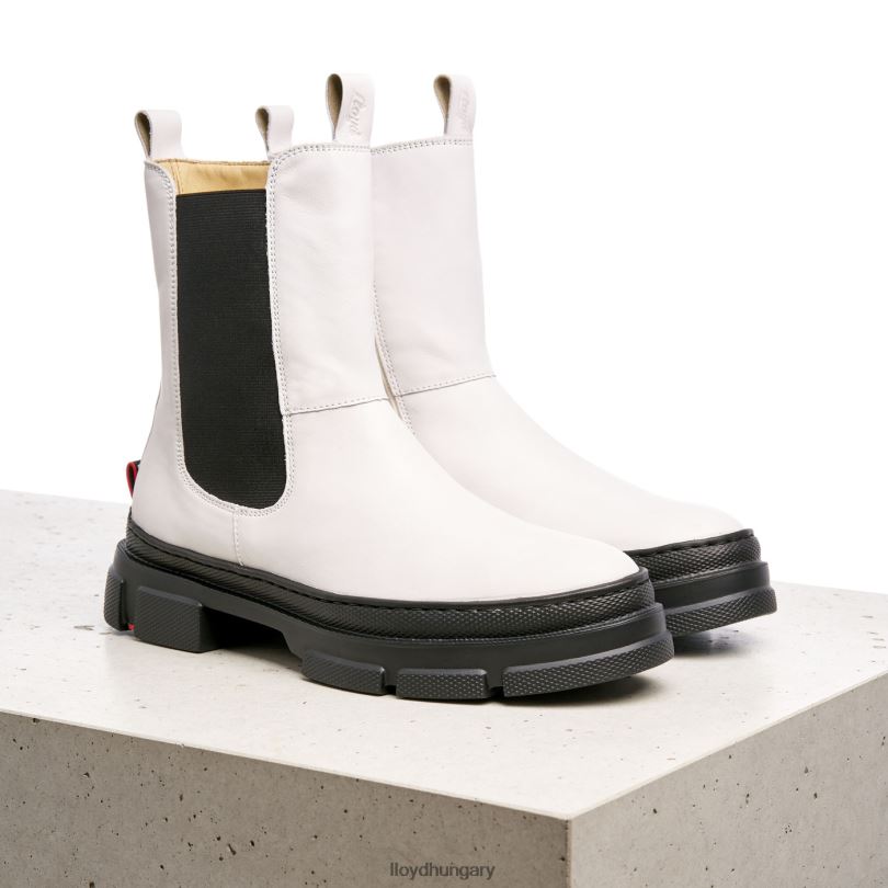 cipő HU LLOYD nők sima bőr felbújós bokacsizma fehér 6444N875