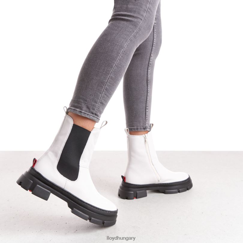 cipő HU LLOYD nők sima bőr felbújós bokacsizma fehér 6444N875