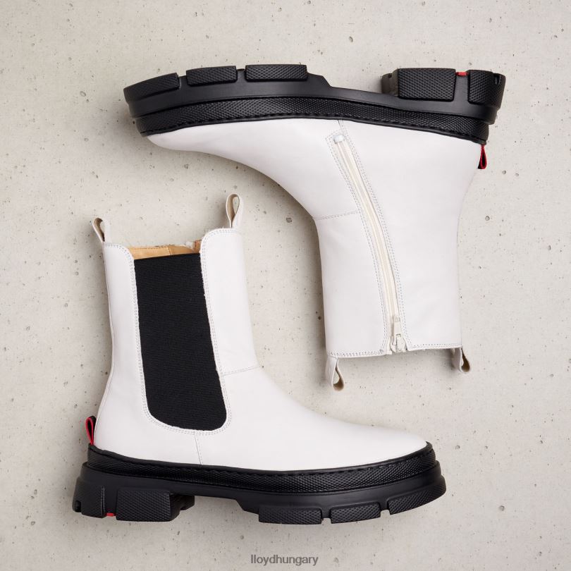 cipő HU LLOYD nők sima bőr felbújós bokacsizma fehér 6444N875