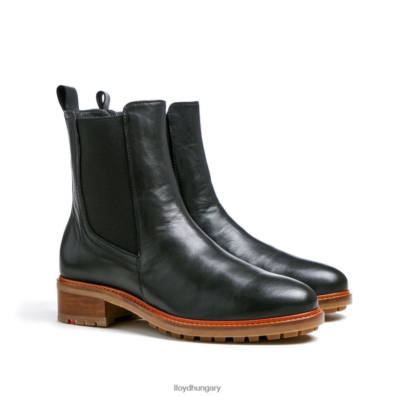 cipő HU LLOYD nők sima bőr felbújós bokacsizma fekete 6444N923