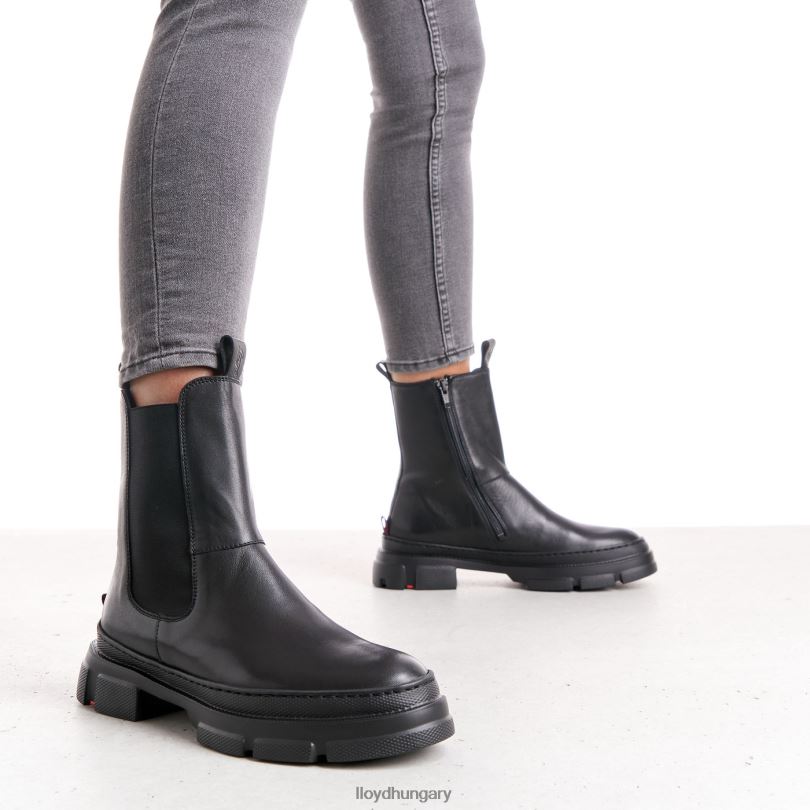 cipő HU LLOYD nők sima bőr felbújós bokacsizma fekete 6444N954