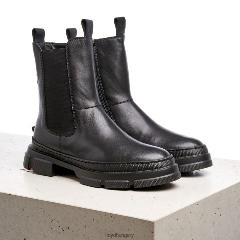 cipő HU LLOYD nők sima bőr felbújós bokacsizma fekete 6444N954