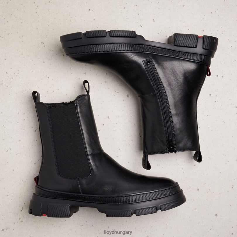 cipő HU LLOYD nők sima bőr felbújós bokacsizma fekete 6444N954