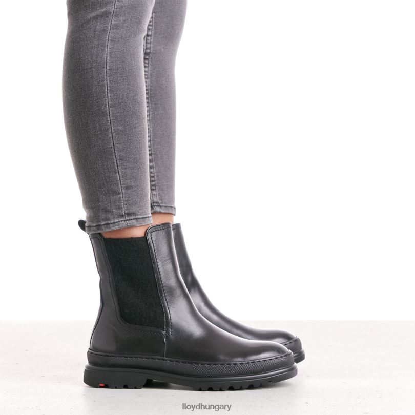 cipő HU LLOYD nők sima bőr felbújós bokacsizma fekete 6444N958