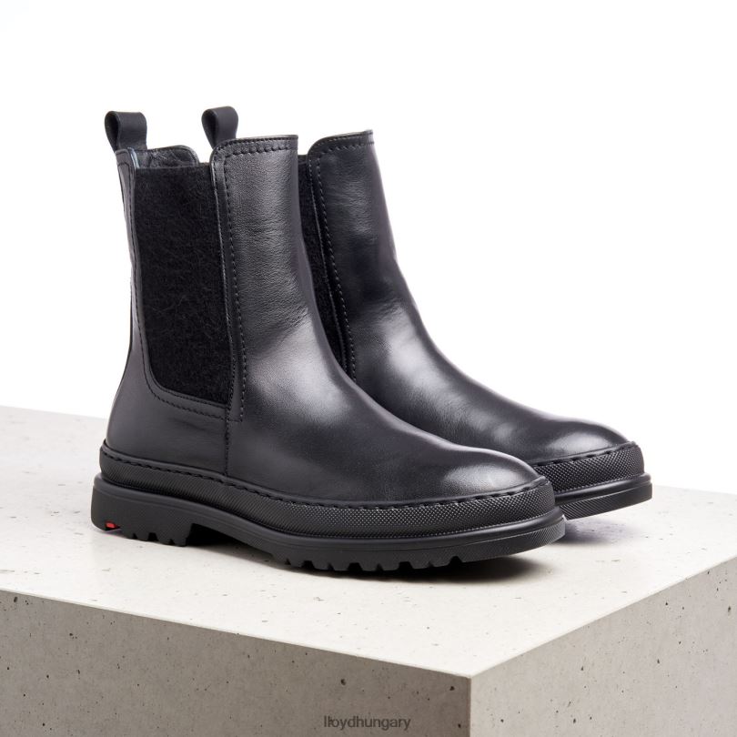 cipő HU LLOYD nők sima bőr felbújós bokacsizma fekete 6444N958