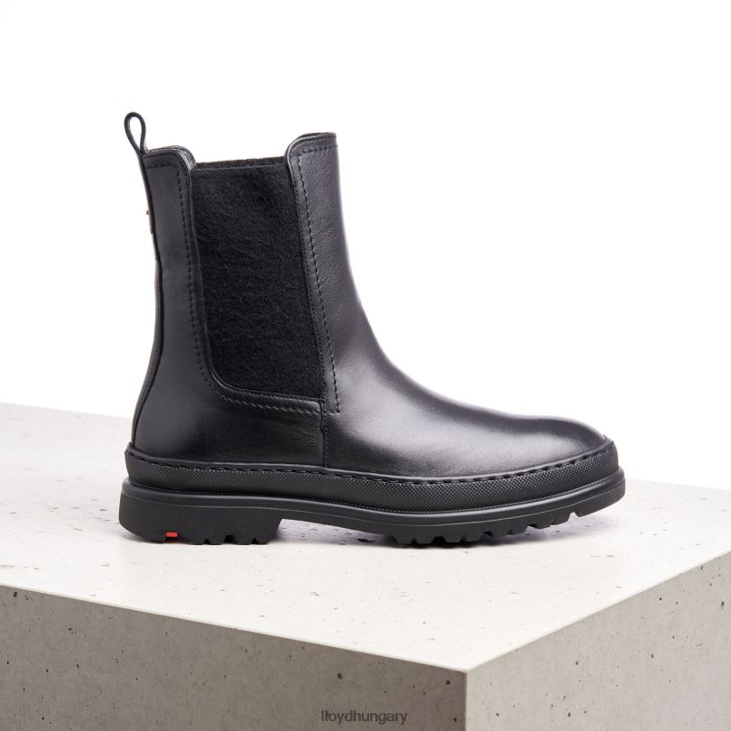 cipő HU LLOYD nők sima bőr felbújós bokacsizma fekete 6444N958