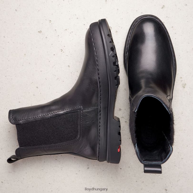 cipő HU LLOYD nők sima bőr felbújós bokacsizma fekete 6444N958