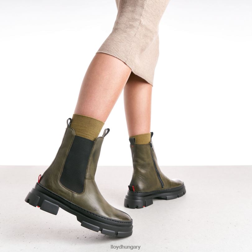 cipő HU LLOYD nők sima bőr felbújós bokacsizma zöld 6444N930