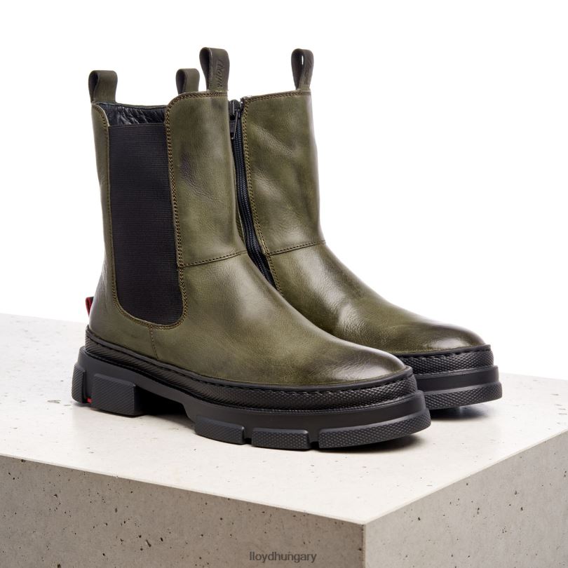 cipő HU LLOYD nők sima bőr felbújós bokacsizma zöld 6444N930