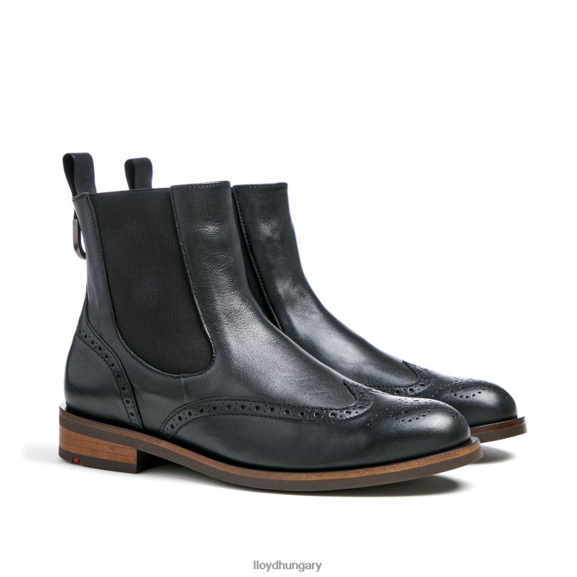 cipő HU LLOYD nők sportos sima bőr bokacsizma fekete 6444N904