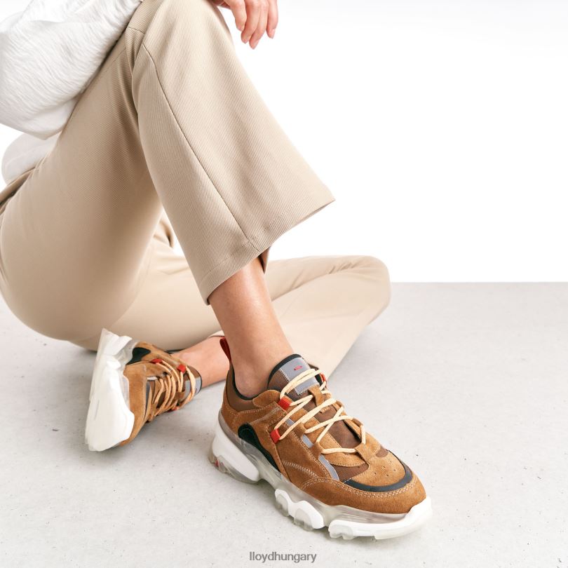 cipő HU LLOYD nők alacsony felsőrészű bőr tornacipő barna 6444N787