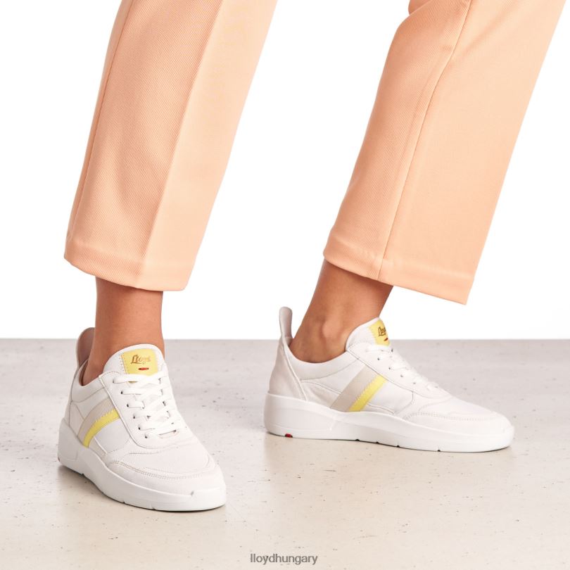cipő HU LLOYD nők foltos sima bőr tornacipő fehér 6444N808