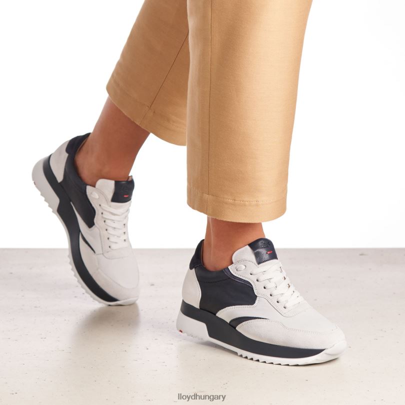 cipő HU LLOYD nők foltos sima bőr tornacipő fehér 6444N870