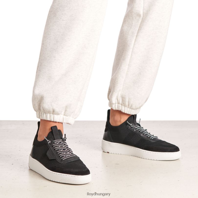 cipő HU LLOYD nők sima bőr foltos tornacipő fekete 6444N822