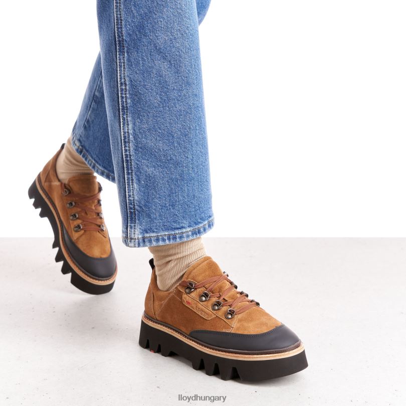 cipő HU LLOYD nők sima bőr tornacipő barna 6444N1176