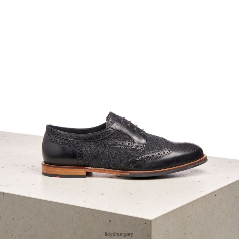 cipő HU LLOYD nők csipke sima bőr félcipő fekete 6444N1076