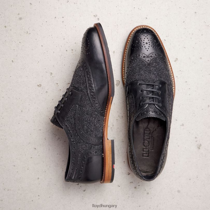 cipő HU LLOYD nők csipke sima bőr félcipő fekete 6444N1076