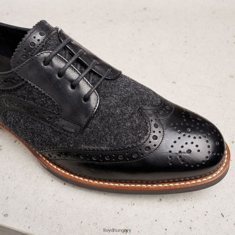 cipő HU LLOYD nők csipke sima bőr félcipő fekete 6444N1076