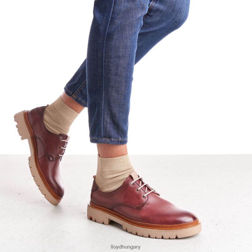 cipő HU LLOYD nők csipke sima bőr félcipő piros 6444N1181