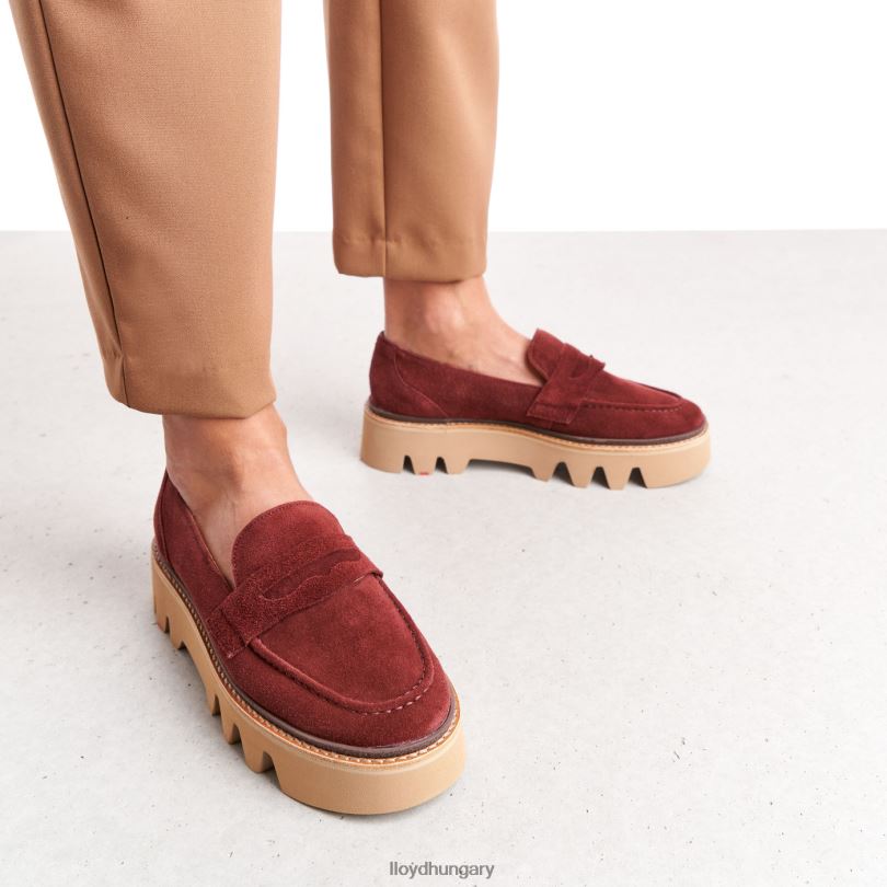 cipő HU LLOYD nők bőr felbújós papucs piros 6444N1073