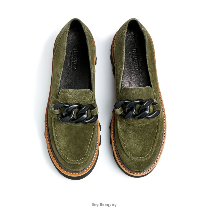 cipő HU LLOYD nők durva bőr felbújós papucs zöld 6444N1019