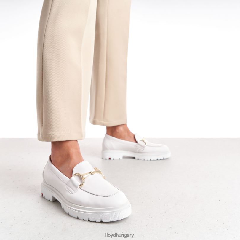 cipő HU LLOYD nők sima bőr felcsúsztatható papucs fehér 6444N1011