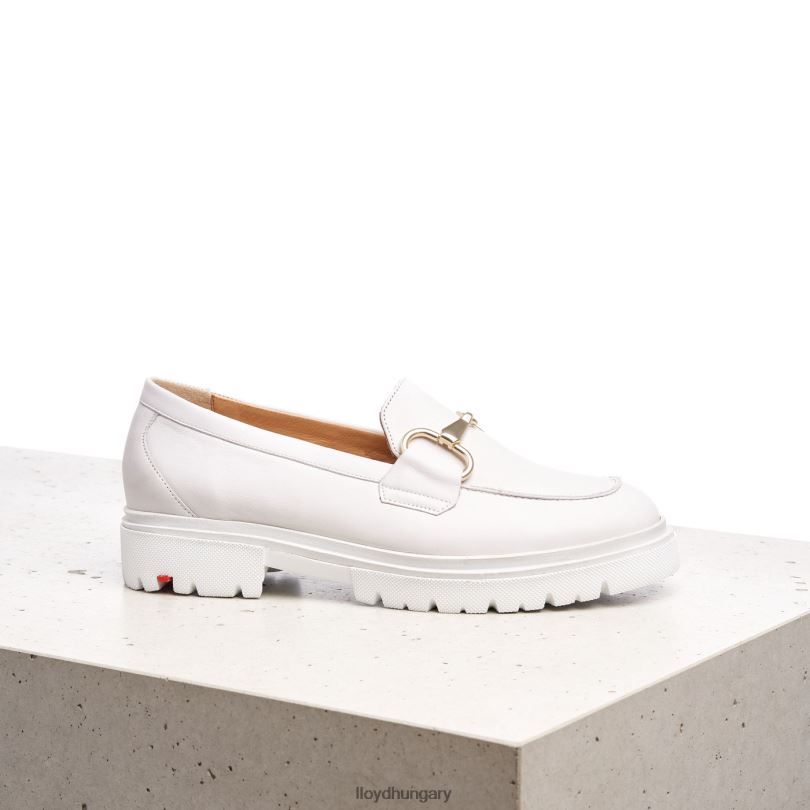 cipő HU LLOYD nők sima bőr felcsúsztatható papucs fehér 6444N1011