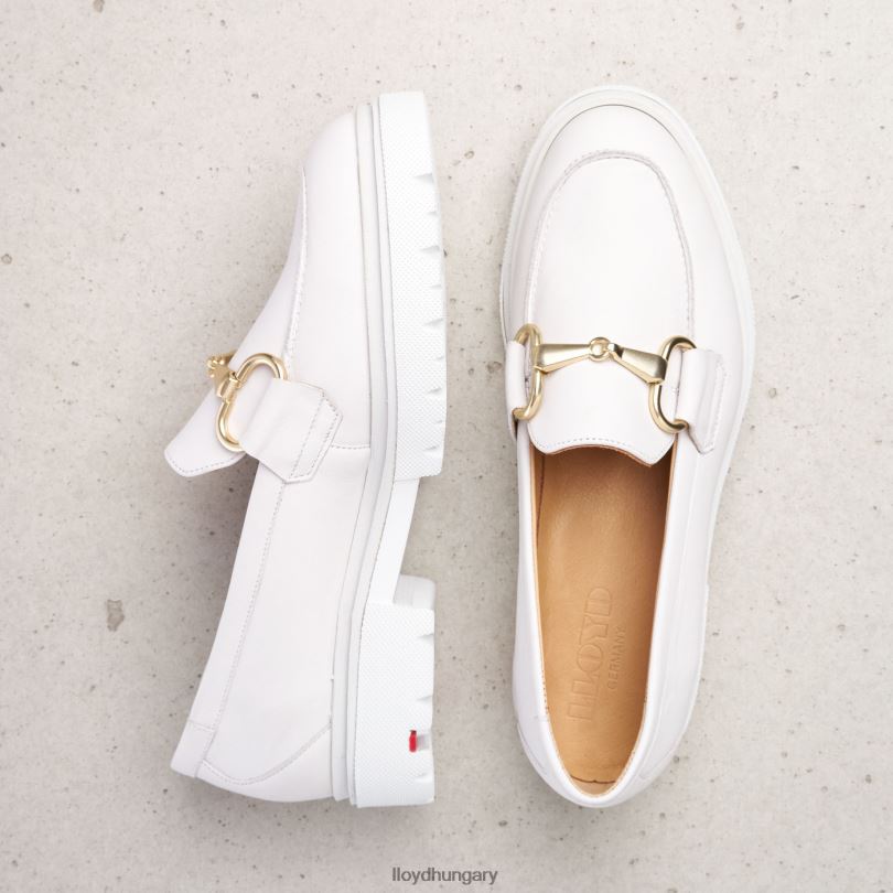 cipő HU LLOYD nők sima bőr felcsúsztatható papucs fehér 6444N1011