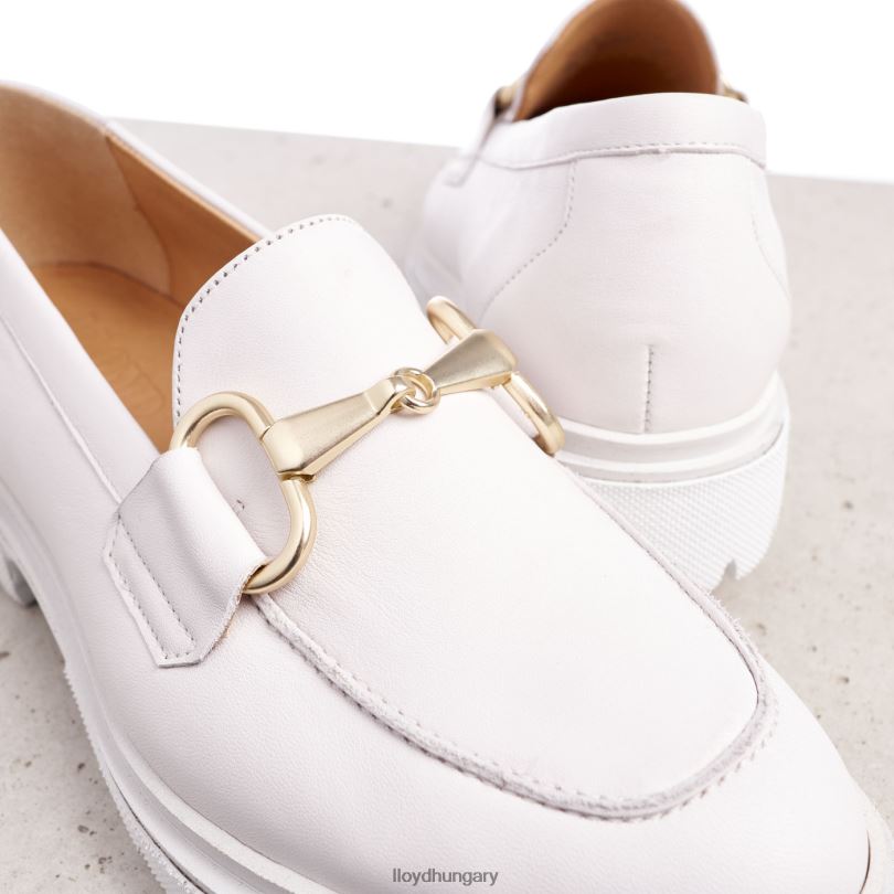 cipő HU LLOYD nők sima bőr felcsúsztatható papucs fehér 6444N1011