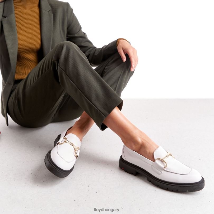 cipő HU LLOYD nők sima bőr felcsúsztatható papucs fehér 6444N1034