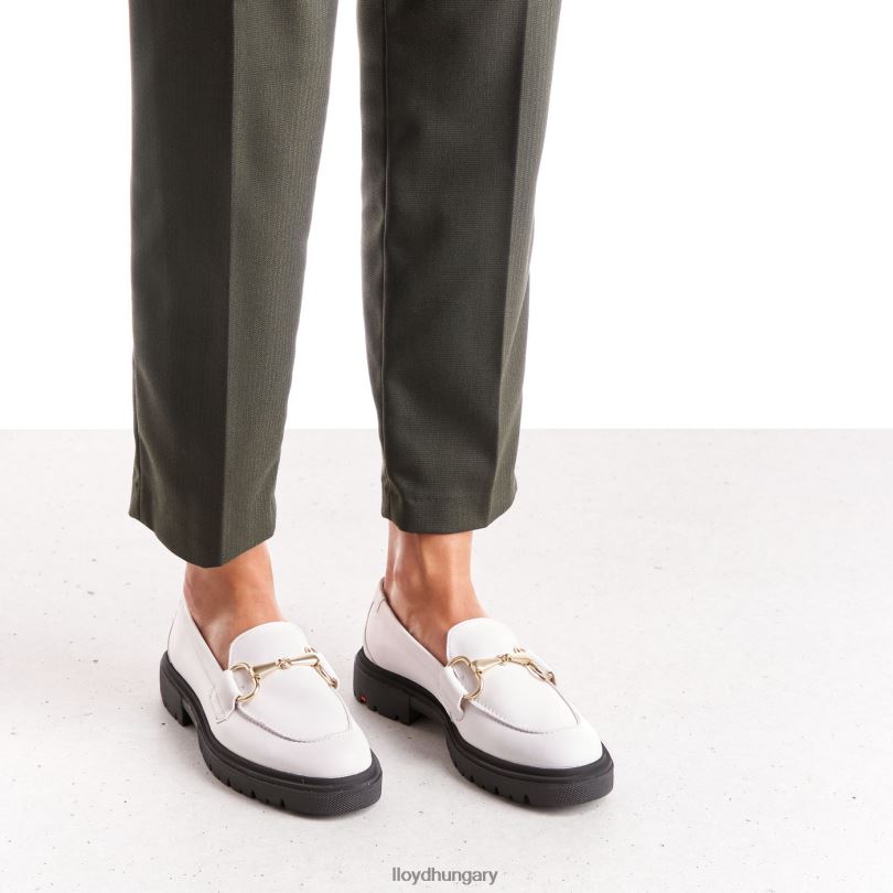 cipő HU LLOYD nők sima bőr felcsúsztatható papucs fehér 6444N1034