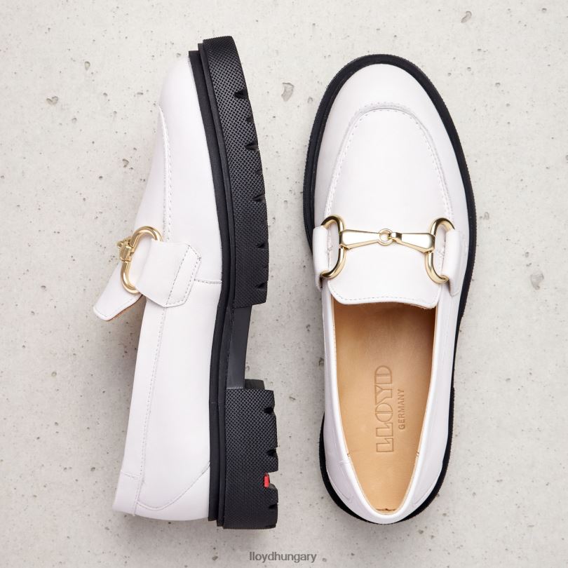 cipő HU LLOYD nők sima bőr felcsúsztatható papucs fehér 6444N1034