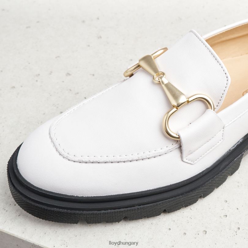 cipő HU LLOYD nők sima bőr felcsúsztatható papucs fehér 6444N1034